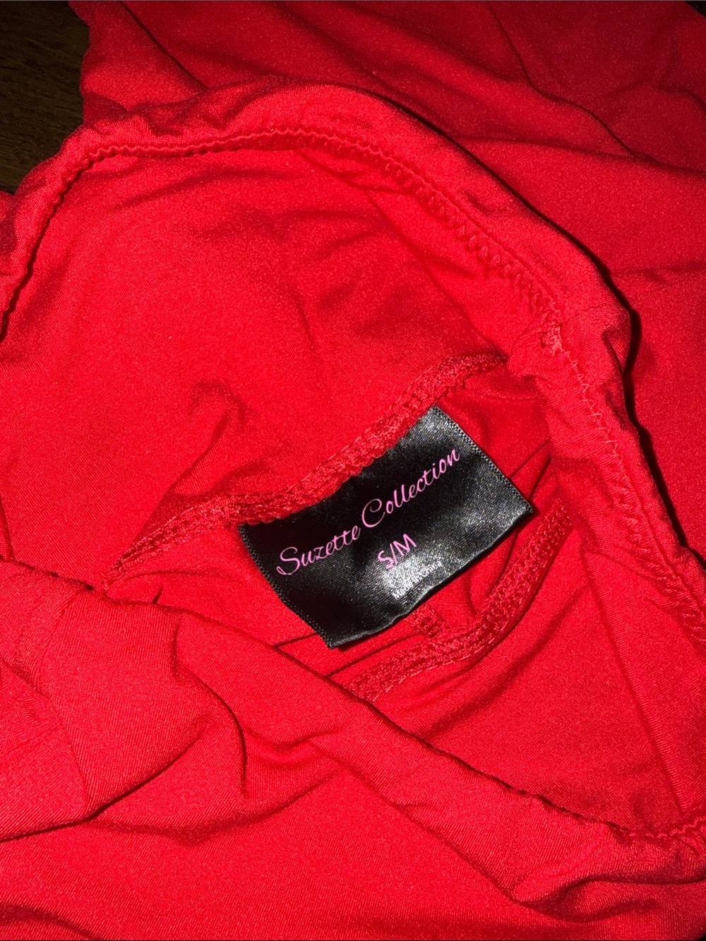 Women's High-Waist Red Bike Shorts Sooooo Soft! - Picture 3 of 3